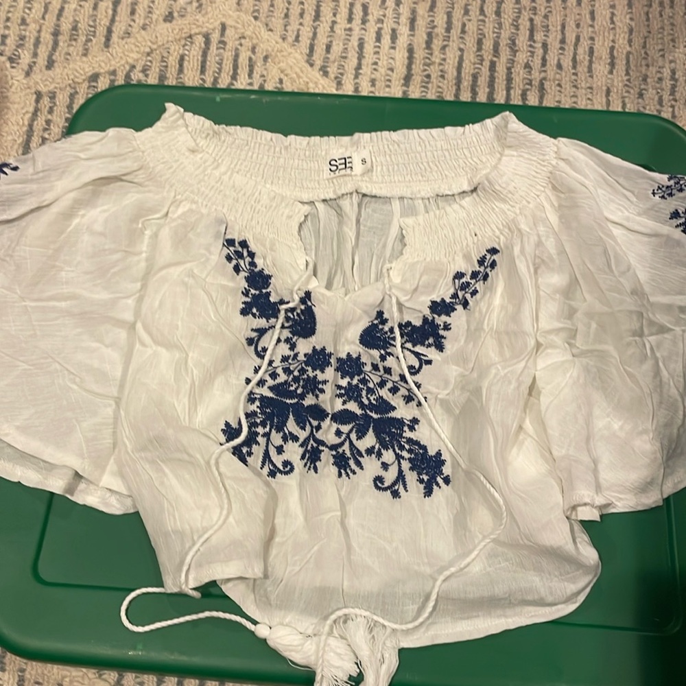 white flowy top